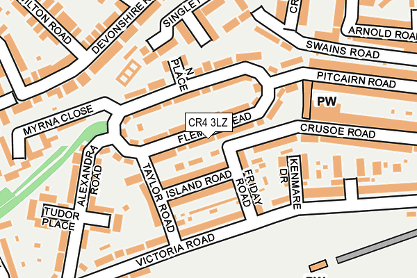 CR4 3LZ map - OS OpenMap – Local (Ordnance Survey)