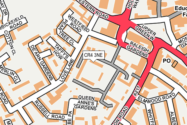 CR4 3NE map - OS OpenMap – Local (Ordnance Survey)