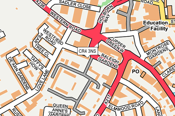 CR4 3NS map - OS OpenMap – Local (Ordnance Survey)