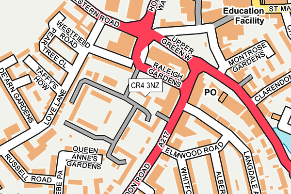 CR4 3NZ map - OS OpenMap – Local (Ordnance Survey)