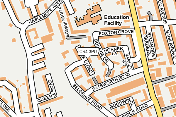 CR4 3PU map - OS OpenMap – Local (Ordnance Survey)