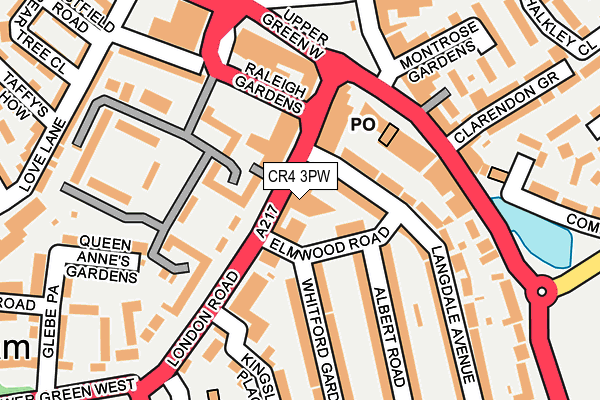 CR4 3PW map - OS OpenMap – Local (Ordnance Survey)