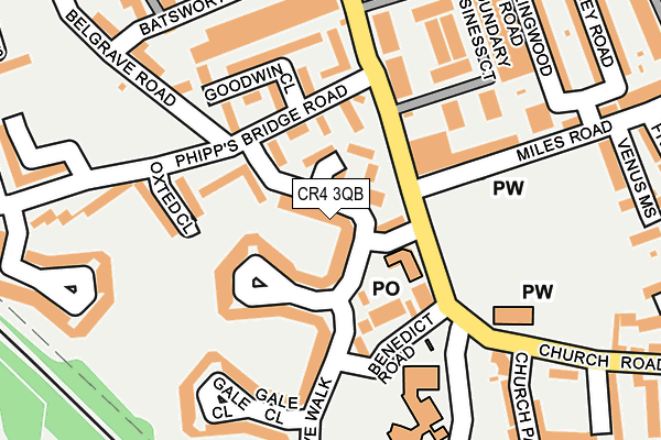 CR4 3QB map - OS OpenMap – Local (Ordnance Survey)
