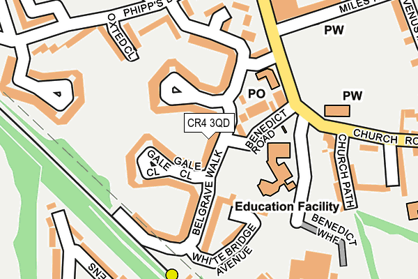 CR4 3QD map - OS OpenMap – Local (Ordnance Survey)