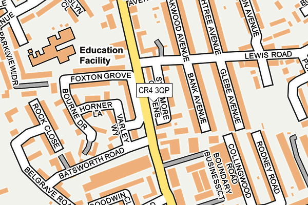 CR4 3QP map - OS OpenMap – Local (Ordnance Survey)