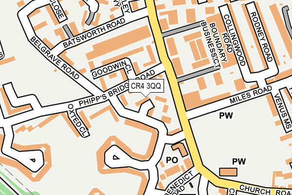 CR4 3QQ map - OS OpenMap – Local (Ordnance Survey)