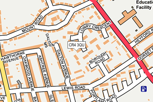 CR4 3QU map - OS OpenMap – Local (Ordnance Survey)