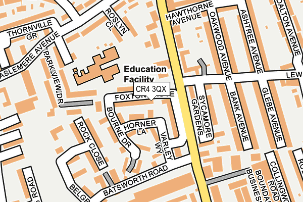 CR4 3QX map - OS OpenMap – Local (Ordnance Survey)