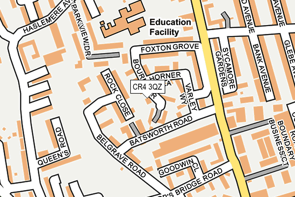 CR4 3QZ map - OS OpenMap – Local (Ordnance Survey)