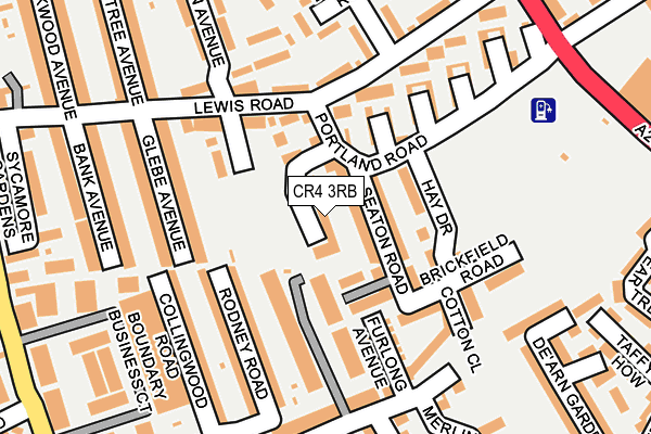 CR4 3RB map - OS OpenMap – Local (Ordnance Survey)
