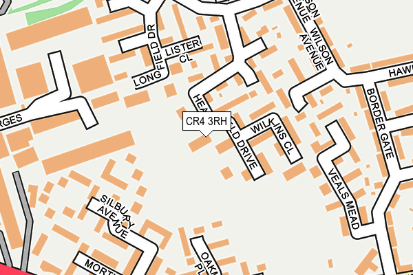 CR4 3RH map - OS OpenMap – Local (Ordnance Survey)
