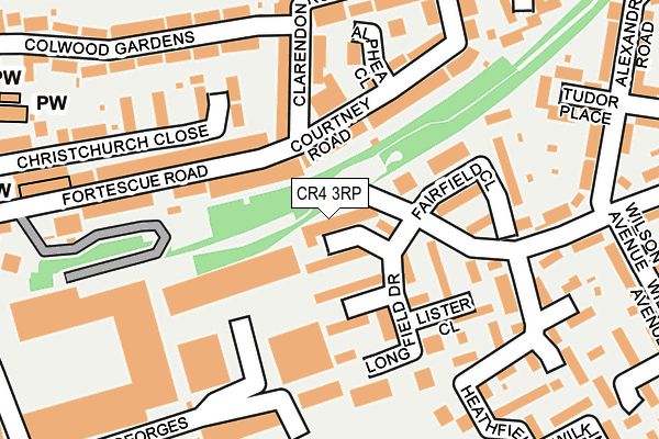 CR4 3RP map - OS OpenMap – Local (Ordnance Survey)