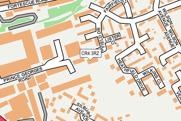 CR4 3RZ map - OS OpenMap – Local (Ordnance Survey)