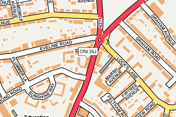 CR4 3SJ map - OS OpenMap – Local (Ordnance Survey)