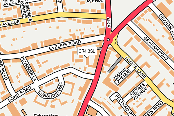 CR4 3SL map - OS OpenMap – Local (Ordnance Survey)