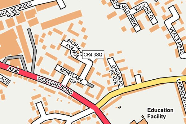 CR4 3SQ map - OS OpenMap – Local (Ordnance Survey)