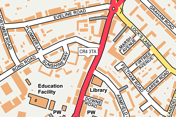 CR4 3TA map - OS OpenMap – Local (Ordnance Survey)