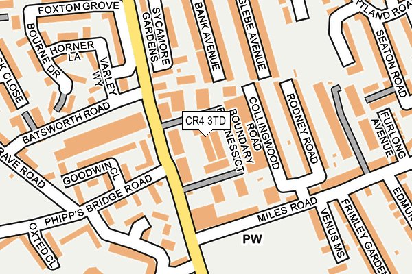 CR4 3TD map - OS OpenMap – Local (Ordnance Survey)