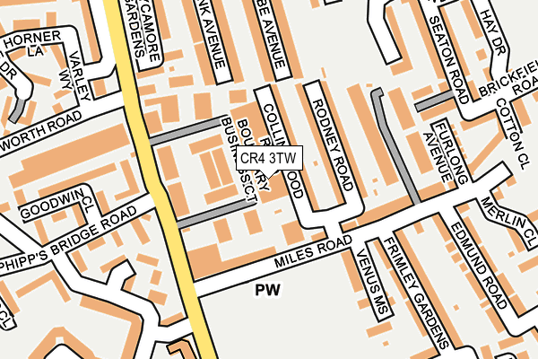 CR4 3TW map - OS OpenMap – Local (Ordnance Survey)