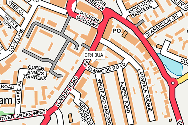 CR4 3UA map - OS OpenMap – Local (Ordnance Survey)