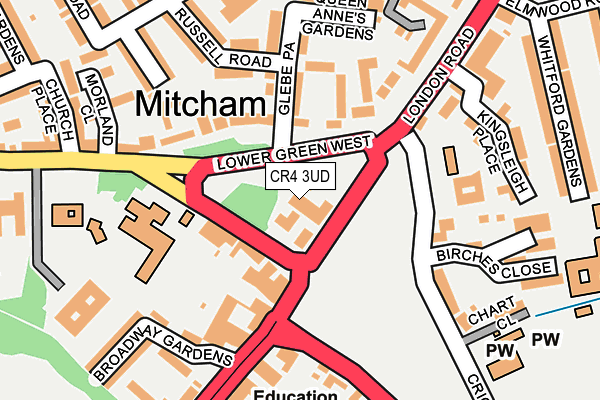 CR4 3UD map - OS OpenMap – Local (Ordnance Survey)