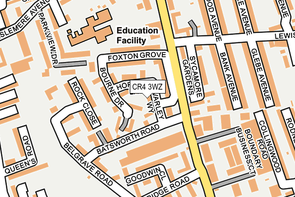 CR4 3WZ map - OS OpenMap – Local (Ordnance Survey)