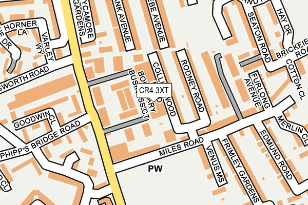 CR4 3XT map - OS OpenMap – Local (Ordnance Survey)