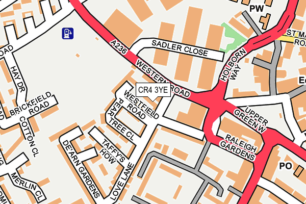 CR4 3YE map - OS OpenMap – Local (Ordnance Survey)