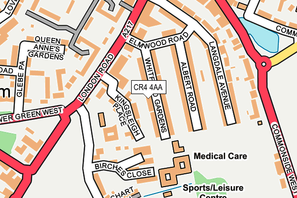 CR4 4AA map - OS OpenMap – Local (Ordnance Survey)