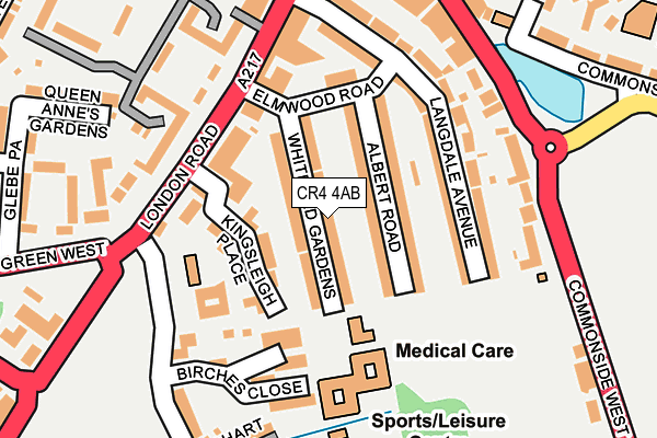 CR4 4AB map - OS OpenMap – Local (Ordnance Survey)