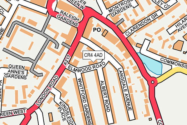 CR4 4AD map - OS OpenMap – Local (Ordnance Survey)