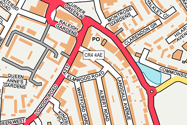 CR4 4AE map - OS OpenMap – Local (Ordnance Survey)