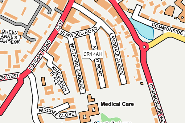 CR4 4AH map - OS OpenMap – Local (Ordnance Survey)