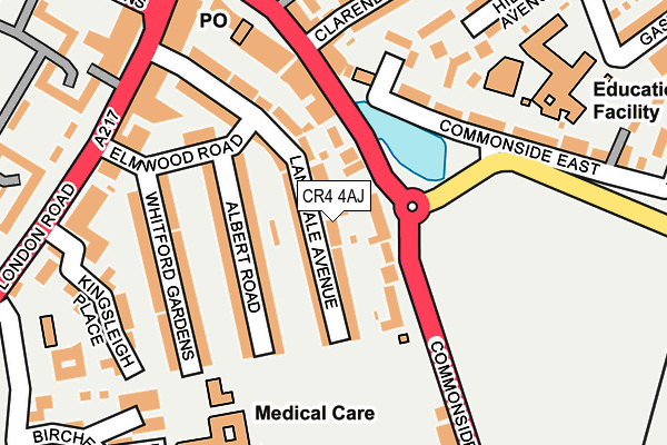 CR4 4AJ map - OS OpenMap – Local (Ordnance Survey)