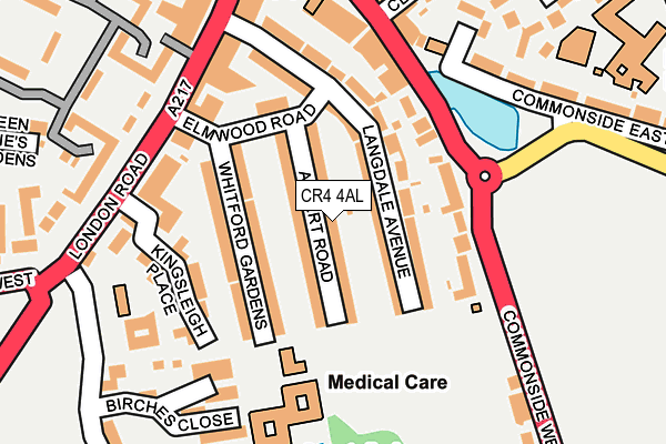 CR4 4AL map - OS OpenMap – Local (Ordnance Survey)