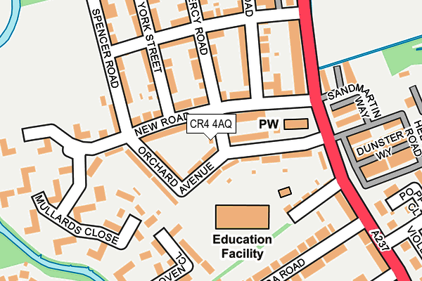 CR4 4AQ map - OS OpenMap – Local (Ordnance Survey)