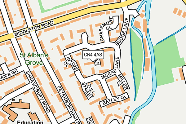 CR4 4AS map - OS OpenMap – Local (Ordnance Survey)