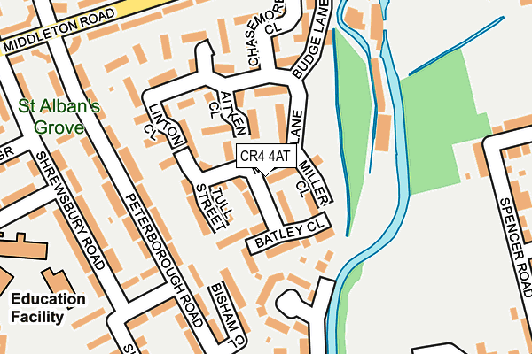 CR4 4AT map - OS OpenMap – Local (Ordnance Survey)