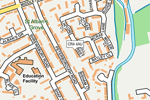 CR4 4AU map - OS OpenMap – Local (Ordnance Survey)