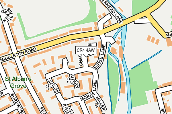 CR4 4AW map - OS OpenMap – Local (Ordnance Survey)