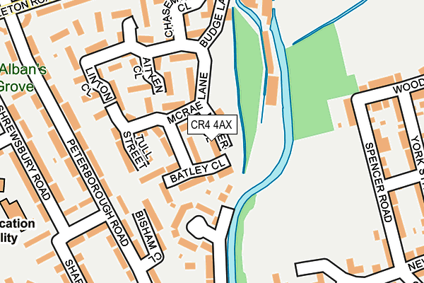 CR4 4AX map - OS OpenMap – Local (Ordnance Survey)