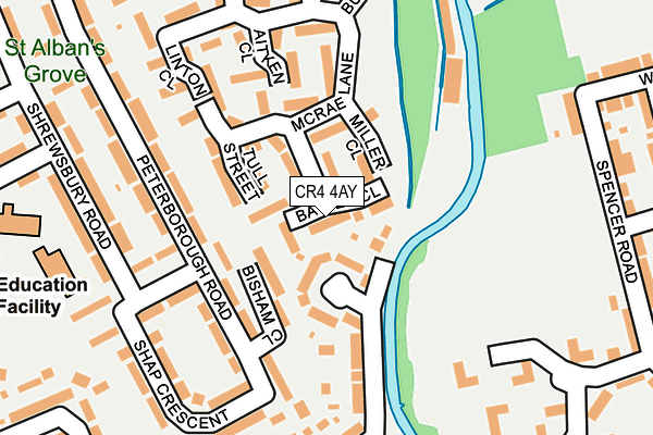 CR4 4AY map - OS OpenMap – Local (Ordnance Survey)