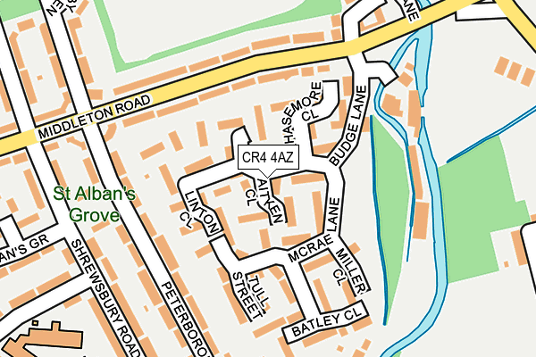 CR4 4AZ map - OS OpenMap – Local (Ordnance Survey)