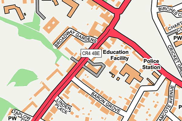 CR4 4BE map - OS OpenMap – Local (Ordnance Survey)