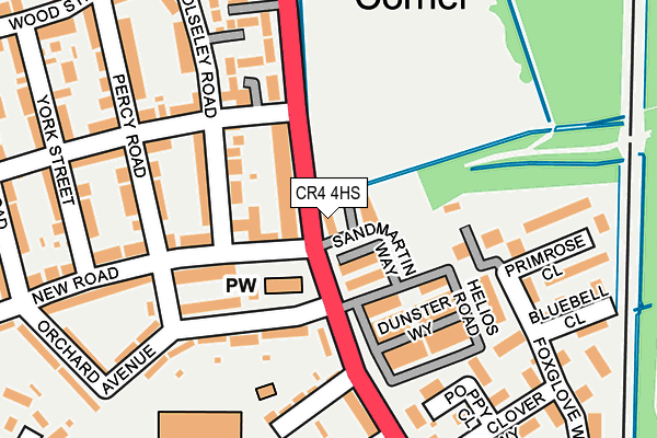 CR4 4HS map - OS OpenMap – Local (Ordnance Survey)