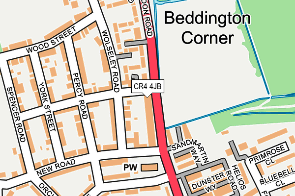 CR4 4JB map - OS OpenMap – Local (Ordnance Survey)