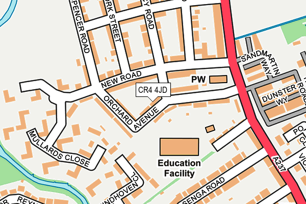 CR4 4JD map - OS OpenMap – Local (Ordnance Survey)