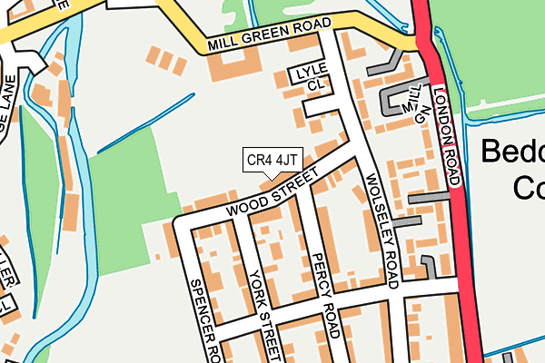 CR4 4JT map - OS OpenMap – Local (Ordnance Survey)