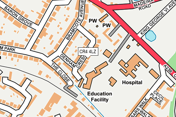 CR4 4LZ map - OS OpenMap – Local (Ordnance Survey)