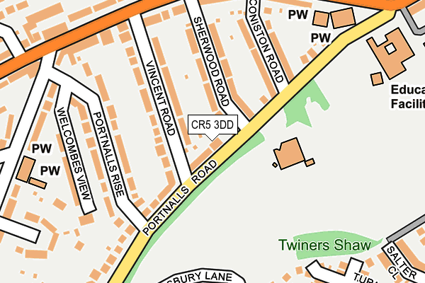 CR5 3DD map - OS OpenMap – Local (Ordnance Survey)